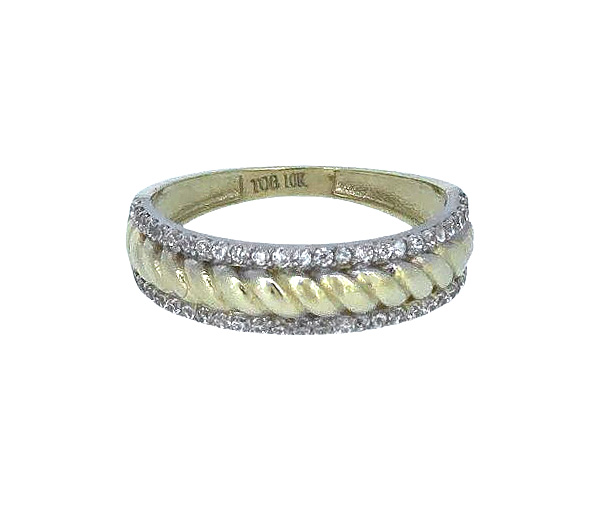 BAGUE EN OR TORSADÉE SERTIE DE CUBIQUES ZIRCONIAS - S BD15 - BIJOUX D'IMPORTATION