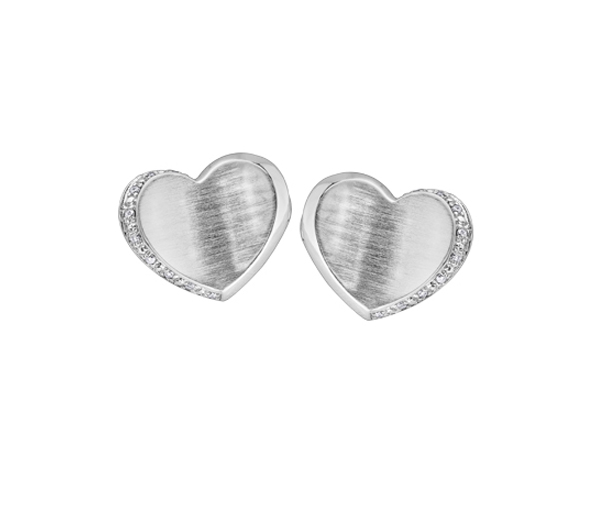 BOUCLES COEUR EN ARGENT SERTIES DE DIAMANTS - CR DD2774 - BIJOUX CANADIEN