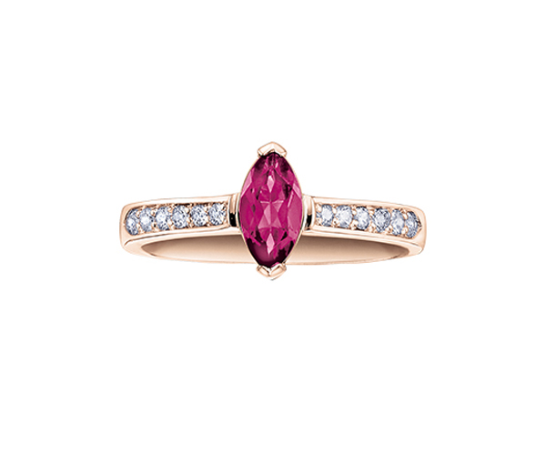 BAGUE EN OR ROSE SERTIE D'UN TOPAZE ROSE ET DE DIAMANTS - CR DD7519 - BIJOUX CANADIEN