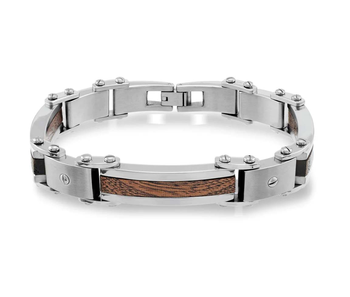 BRACELET EN ACIER ET BOIS - IG SMB28 - ITALGEM