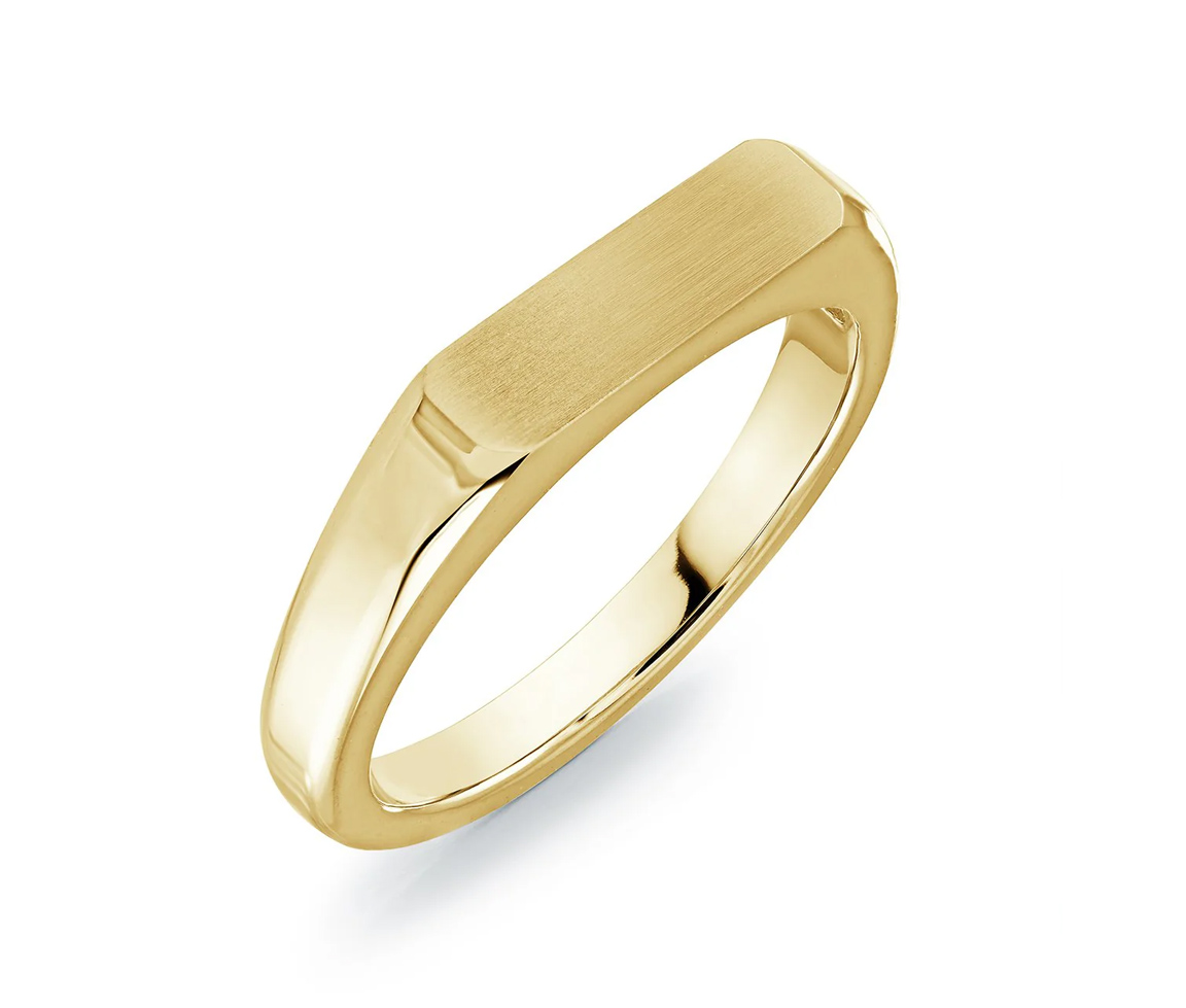 BAGUE CHEVALIÈRE RECTANGULAIRE EN ACIER/PVD OR BROSSÉ - IG SWR33/5 - ITALGEM