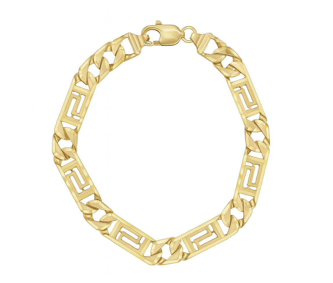 BRACELET EN OR JAUNE À MAILLE FIGARO/VERSACE TAILLÉ DIAMANT - MB BRAVER01 - BIJOUX D'IMPORTATION