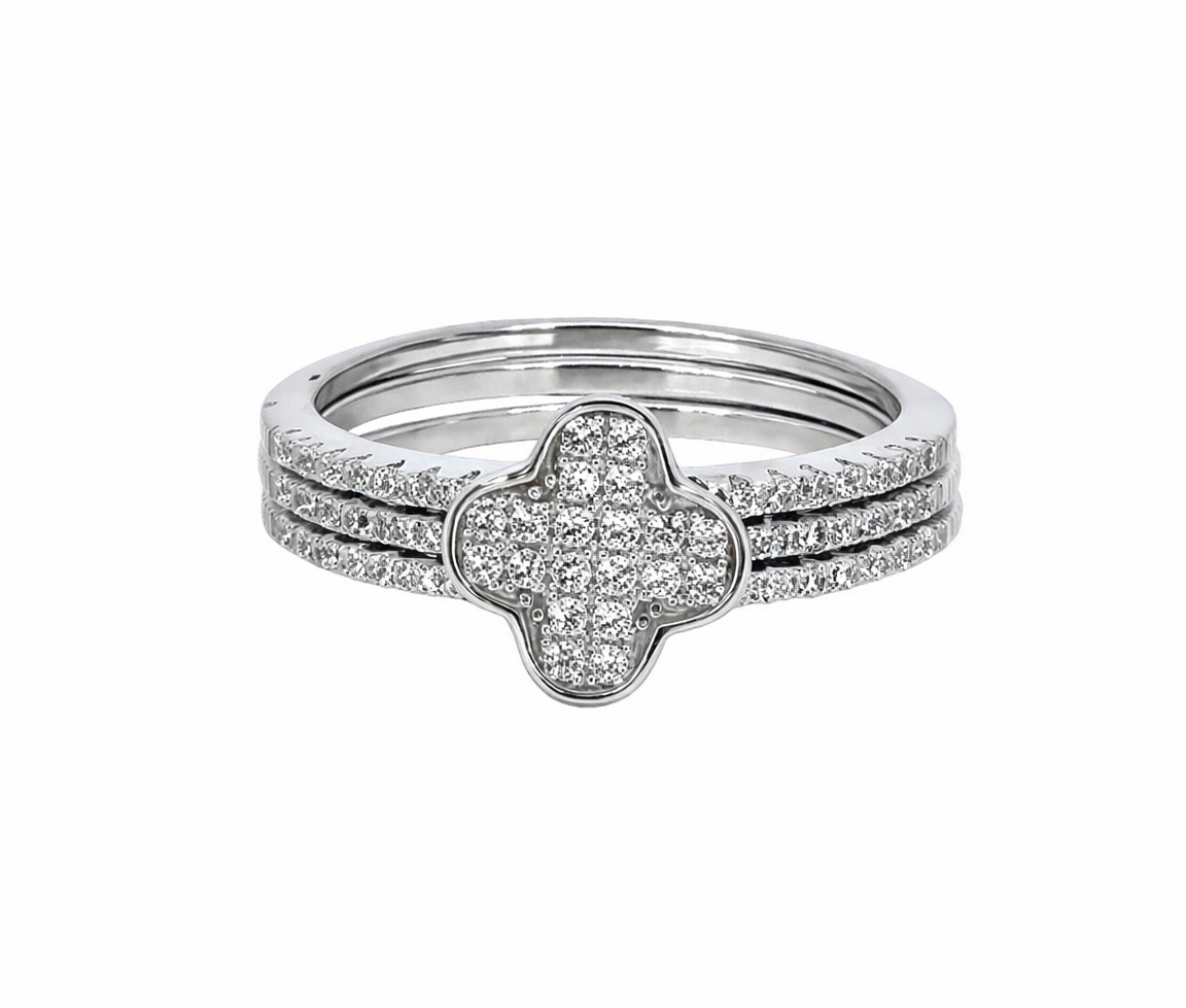 TRIO BAGUE ET JONCS EN ARGENT - MB BD08 - BIJOUX D'IMPORTATION