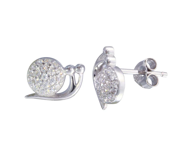 BOUCLES ESCARGOT EN ARGENT RHODIÉ - SP STE01216 - BIJOUX D'IMPORTATION