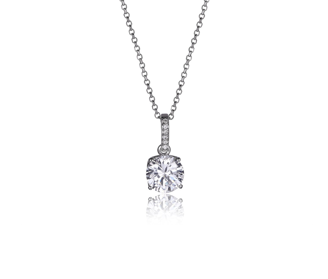 SUPERBE PENDENTIF STYLE SOLITAIRE EN ARGENT RHODIÉ SERTI D'UN CUBIQUE ZIRCONIA - PJ R3AQ2W00Y2 - REIGN