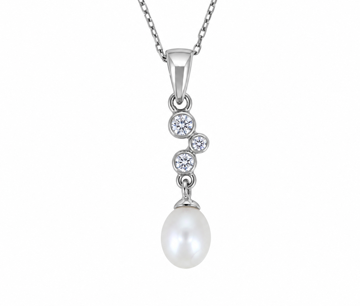 PENDENTIF PERLE SYNTHÉTIQUE ET CZ - SP BGP00973 - BIJOUX D'IMPORTATION