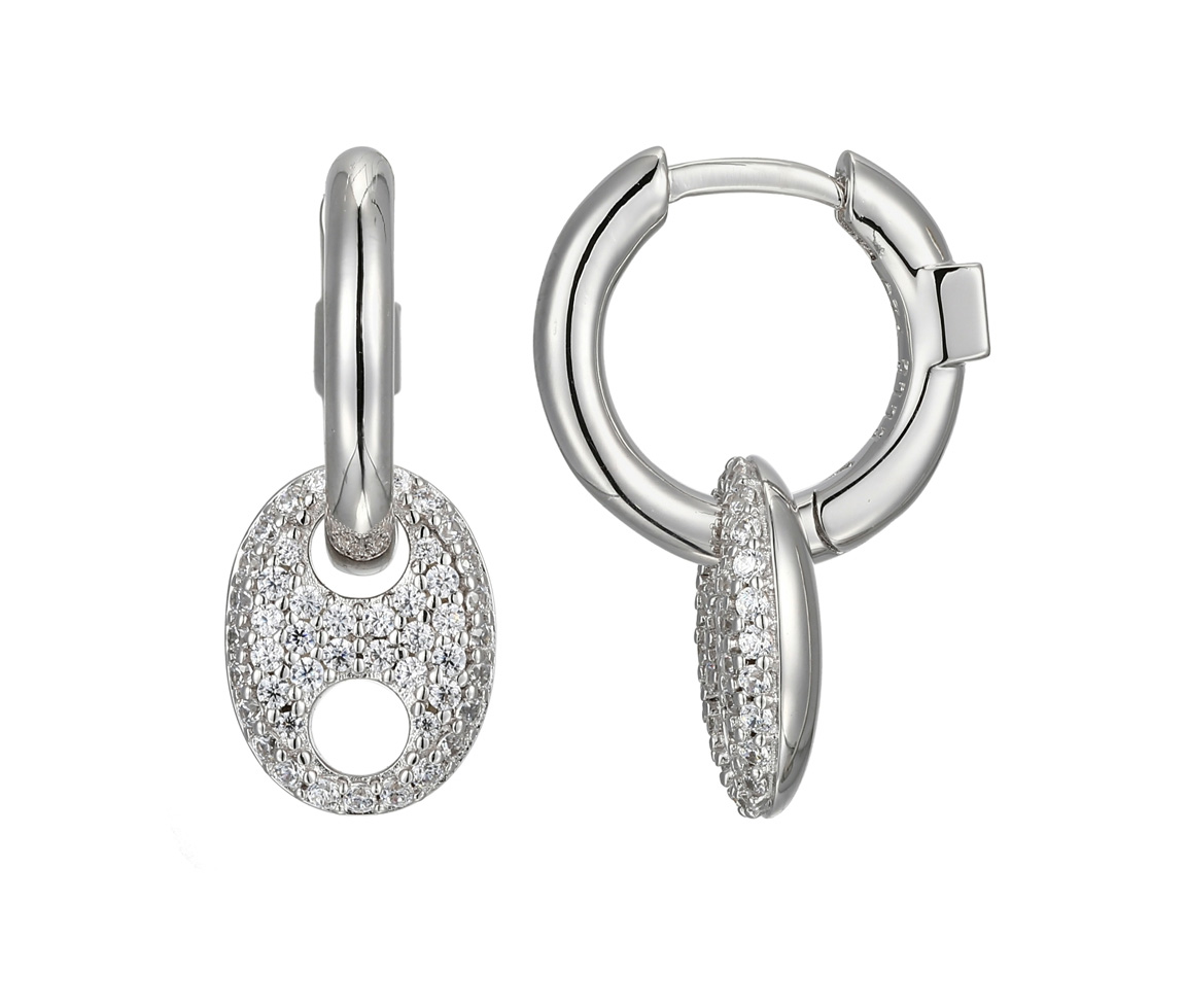 BOUCLES HUGGIES MOTIF GRAIN DE CAFÉ AVEC CUBIQUES ZIRCONIAS - PJ R2LCQA000N - ELLE