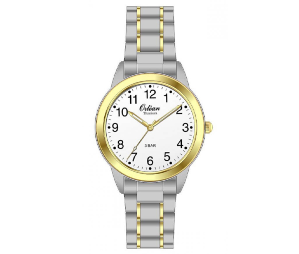 MONTRE HOMME ORLEAN EN TITANE/PVD OR 2 TONS - BA ME3624 - ORLEAN