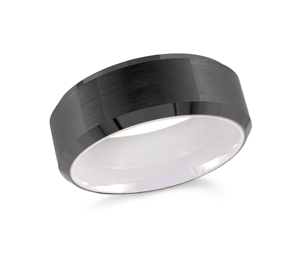 JONC EN TUNGSTÈNE /PVD NOIR ET PVD BLANC À L'INTÉRIEUR CONFORT FIT - ML TG039 - MALO 