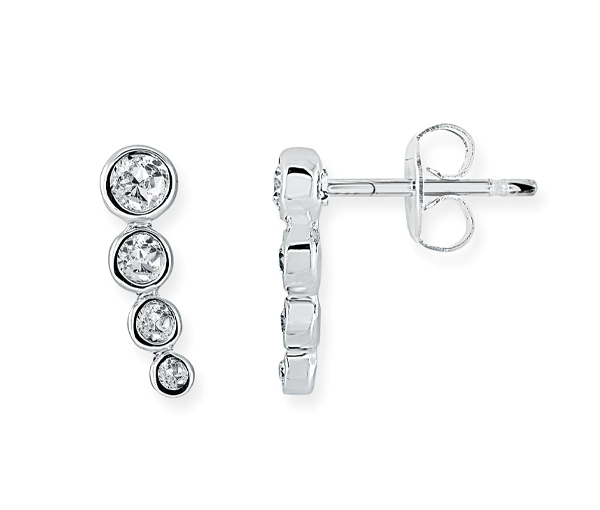 BOUCLES FIXES EN ACIER SERTIES DE 4 CUBIQUES ZIRCONIAS - IG SEA335SI - VÉLORIA