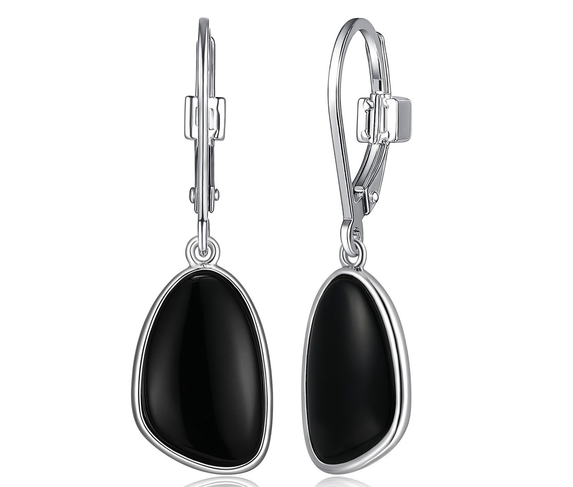 BOUCLES ELLE AVEC DES AGATES NOIRES - PJ R2LCQM2703 - ELLE