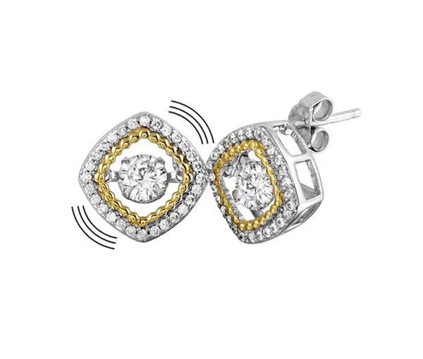 BOUCLES EN ARGENT RHODIÉ//PVD OR SERTIES DE CUBIQUES ZIRCONIAS DANSANTS ET DE CUBIQUES ZIRCONIAS - SP STE01134 - BIJOUX D'IMPORTATION