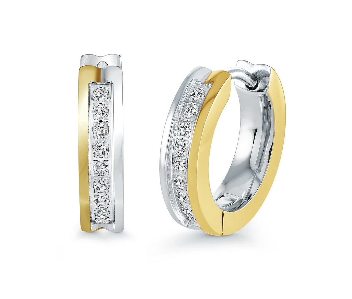 BOUCLES HUGGIES EN ACIER AVEC CZ - IG SEA549 - VÉLORIA