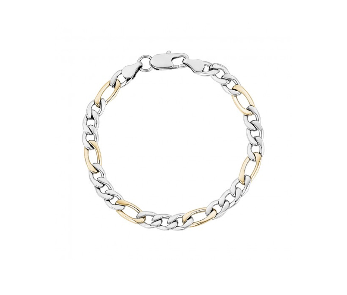 BRACELET ACIER/PVD OR FIGARO 7MM 7.5'' - AZ SSB411TT 7.5 - AREZZO