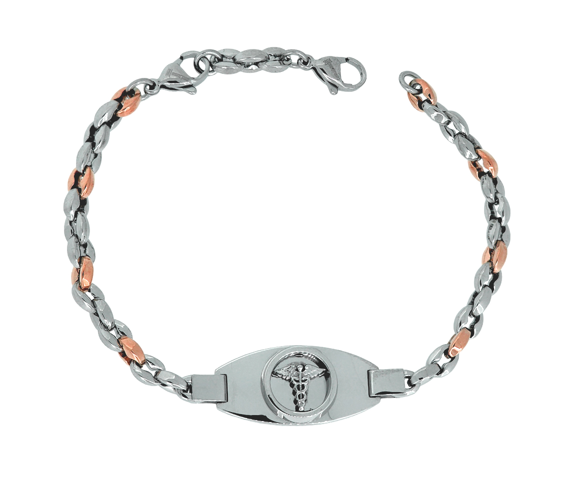 BRACELET MÉDICAL EN ACIER/PVD OR ROSE 2 TONS - IG SMAB64 - ITALGEM
