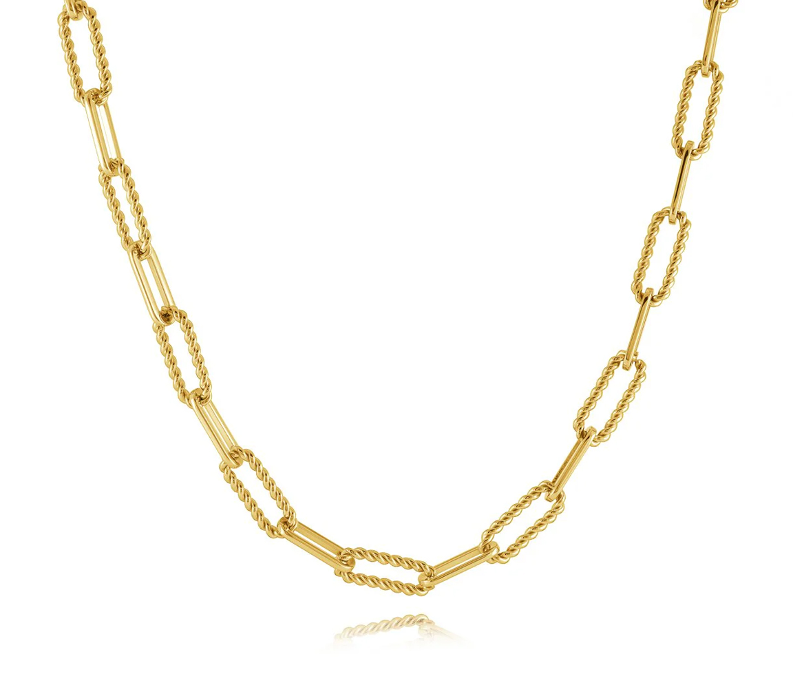 CHAINE EN ACIER/PVD OR À MAILLE PAPERCLIP - IG SWN73/18 - VELORIA