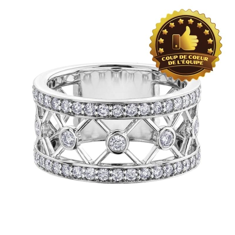 SUPERBE JONC EN OR 10K BLANC SERTIE D'UN CARAT DE DIAMANTS - CR DD8011 - BIJOUX CANADIEN