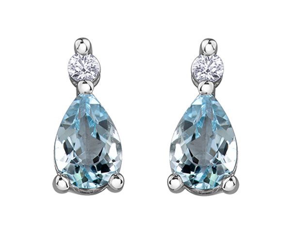 BOUCLES EN OR BLANC SERTIES D'AIGUEMARINES ET DE DIAMANTS CANADIENS - CR ML769WGAQ - DIAMANT CANADIEN