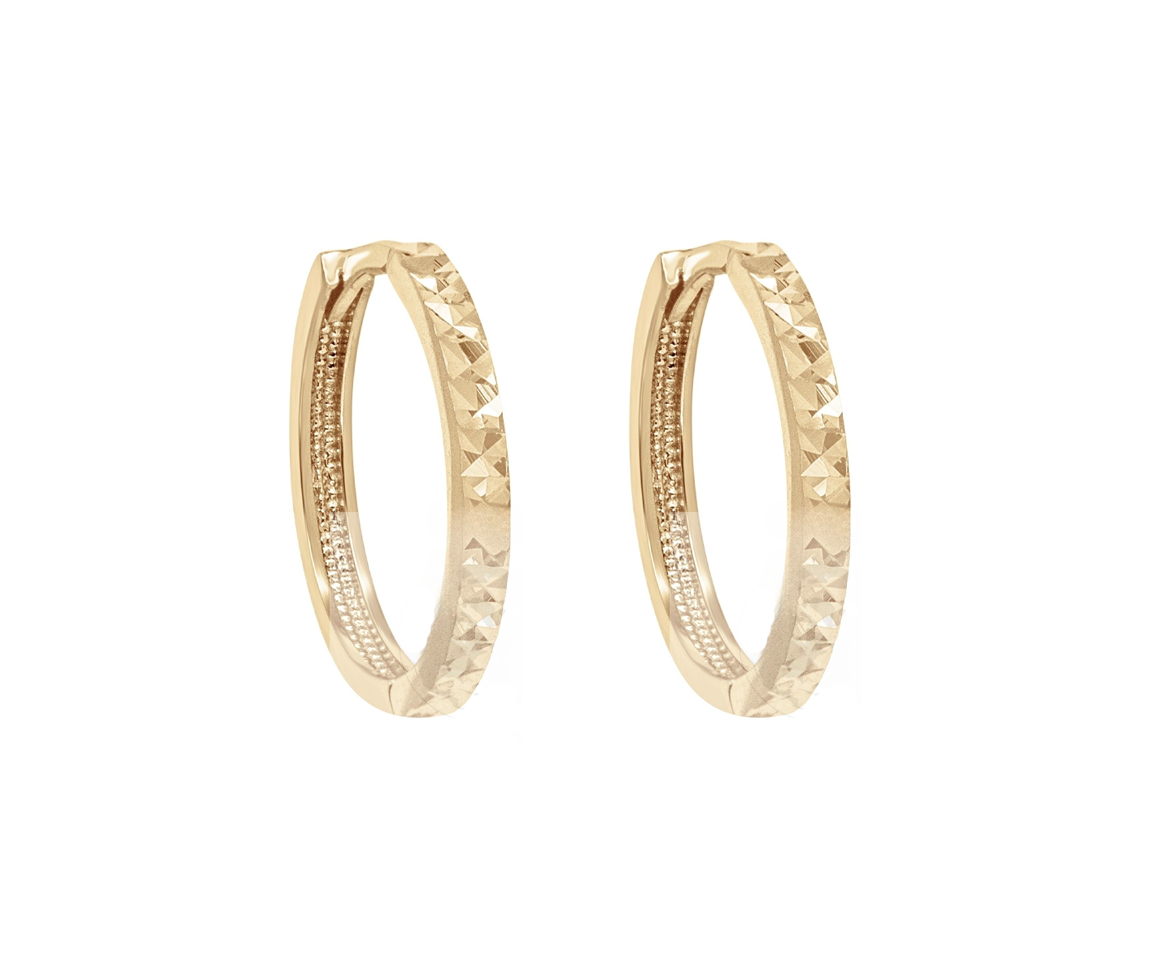 BOUCLES HUGGIES EN OR JAUNE TAILLÉES DIAMANT - CB EYD320227 - CBE