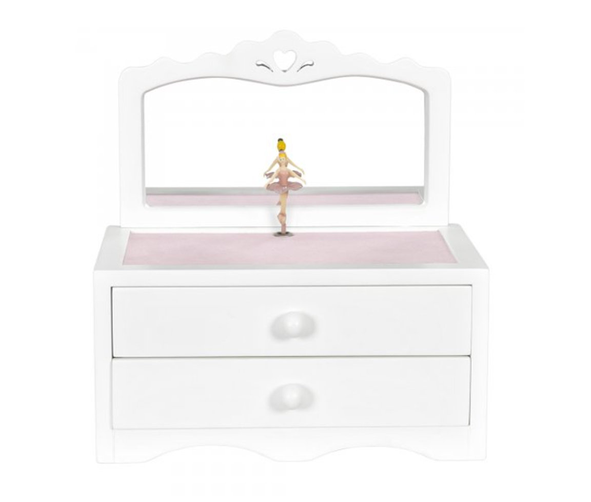COFFRE À BIJOUX EN BOIS MUSICAL AVEC BALLERINE ET MIROIR - GM 00822S19 - GUNTHER