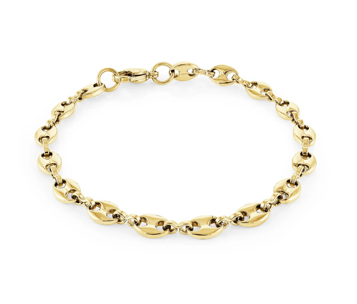 BRACELET EN ACIER/PVD OR À MAILLE GRAIN DE CAFÉ - IG SWB185 - VÉLORIA