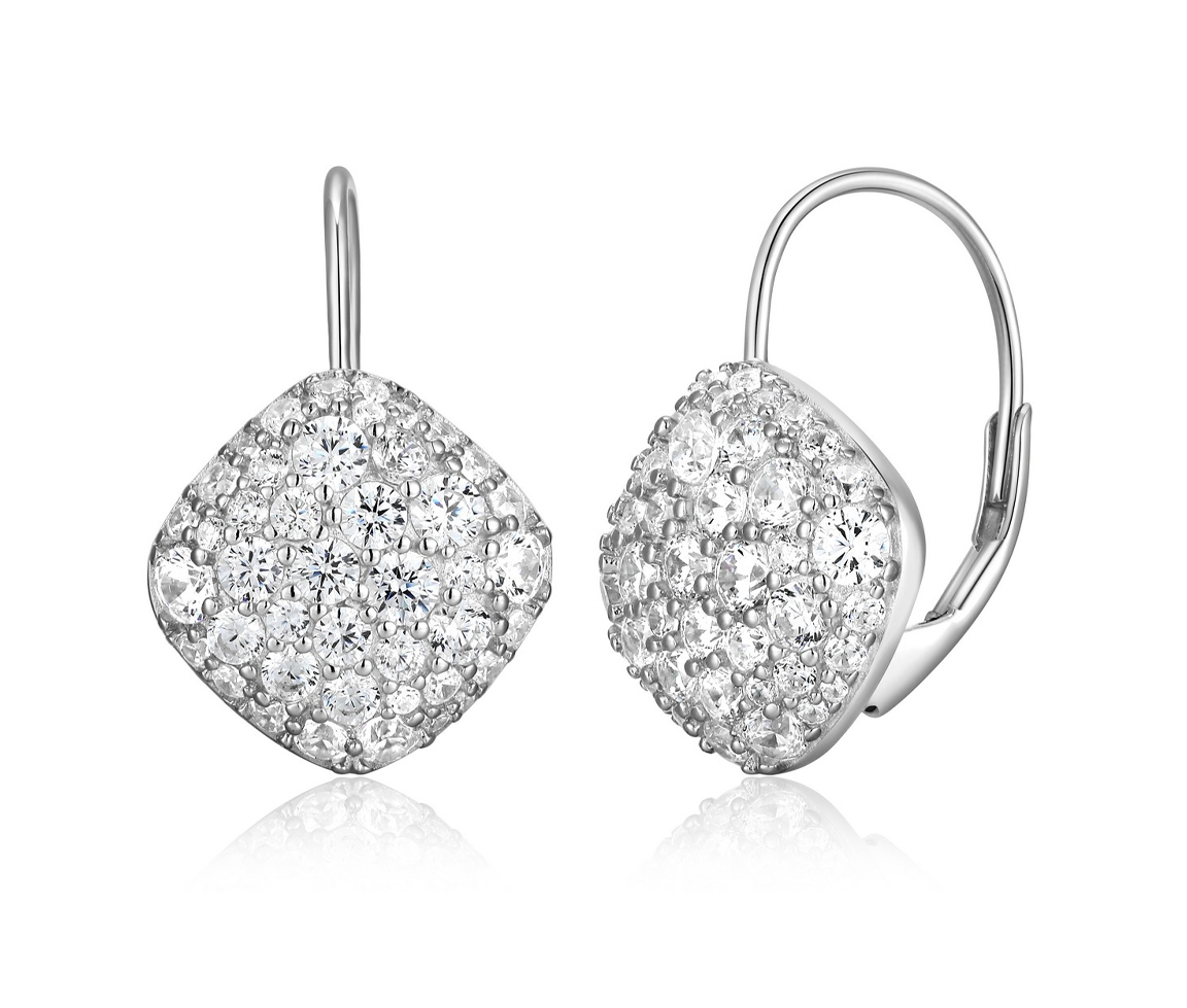 BOUCLES ELLE LOSANGES À PAVÉ DE CUBIQUES ZIRCONIAS AVEC ATTACHES FRANÇAISES - PJ R2LCRE00ZZ - ELLE