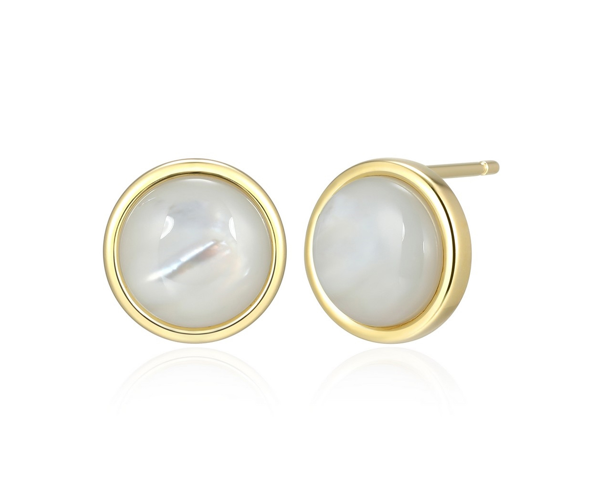 BOUCLES ELLE EN ARGENT/PVD OR SERTIES DE NACRE DE PERLE BLANCHE - PJ 32LCV6A958 - ELLE