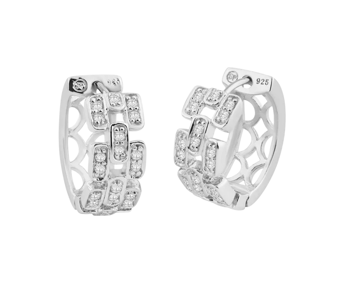 BOUCLES HUGGIES EN ARGENT RHODIÉ - SP STE00686 - BIJOUX D'IMPORTATION