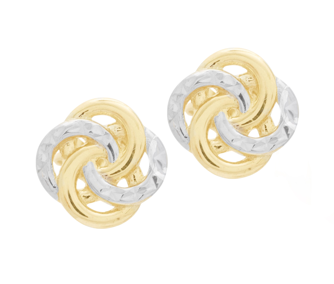 BOUCLES FIXES DOUBLE NOEUDS EN OR 2 TONS TAILLÉES DIAMANT - CB EYD452880 - CBE