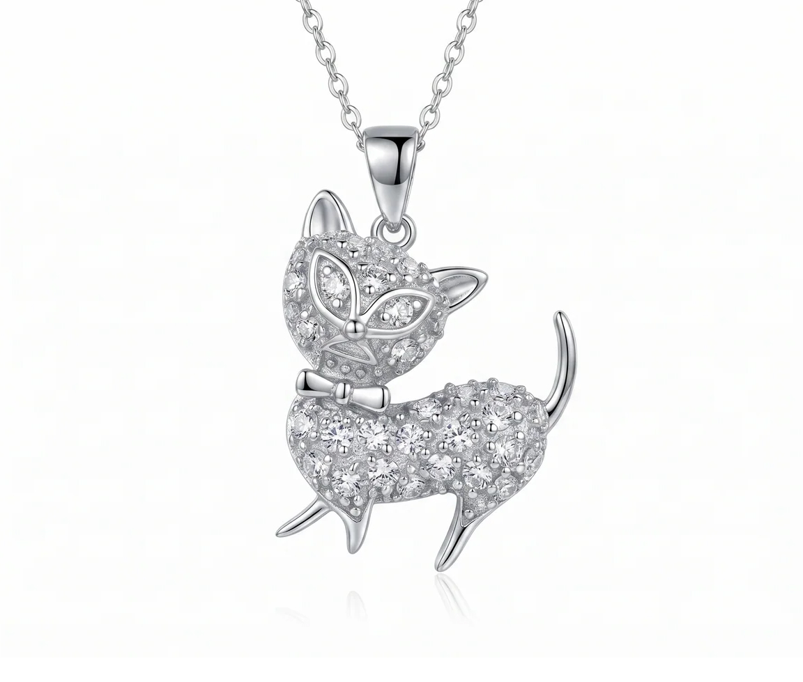 PENDENTIIF CHAT AVEC CZ - SP STP00918 - BIJOUX D'IMPORTATION