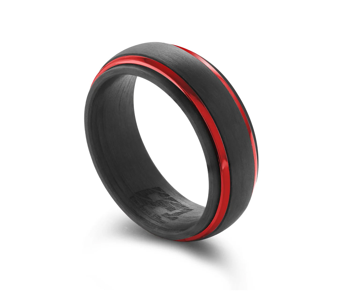 JONC EN ALUMINIUM ET FIBRE DE CARBONE AVEC LIGNE EN ACIER PVD ROUGE - IG CF7/9 - ITALGEM