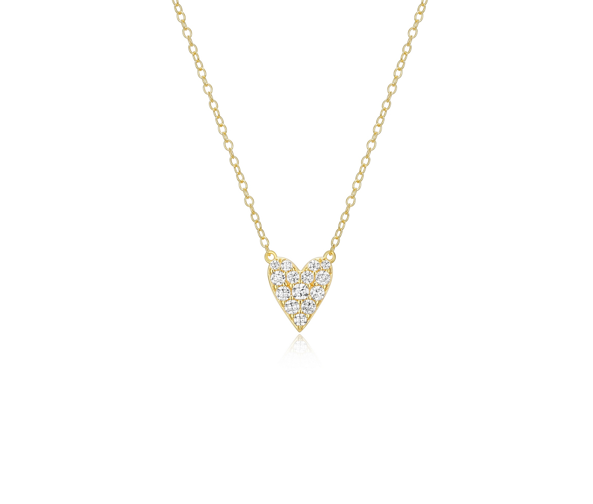 COLLIER AVEC COEUR EN ARGENT/PVD OR SERTI DE CUBIQUES ZIRCONIAS - PJ 30ABDH0014 - REIGN