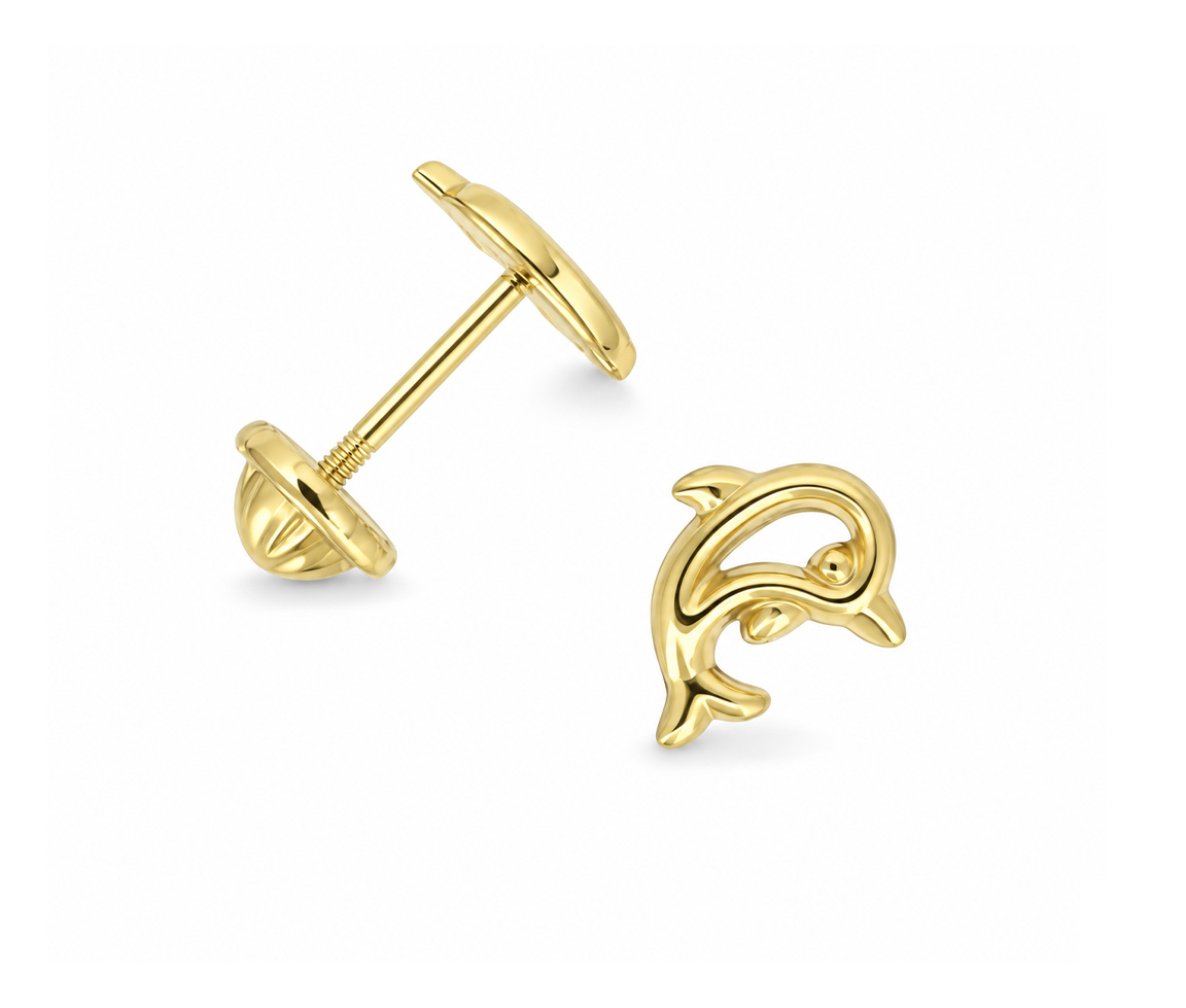 BOUCLES VISSÉES DAUPHIN AJOURÉ - IN 3667 - BIJOUX D'IMPORTATION