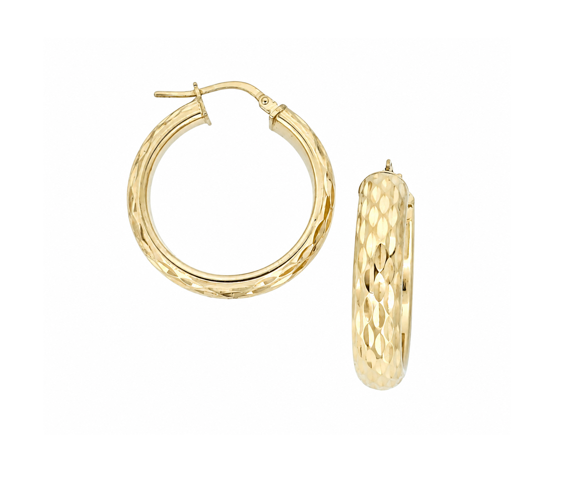 ANNEAUX EN ARGENT/PVD OR TAILLÉES DIAMANT - MB BOU162 - BIJOUX D'IMPORTATION