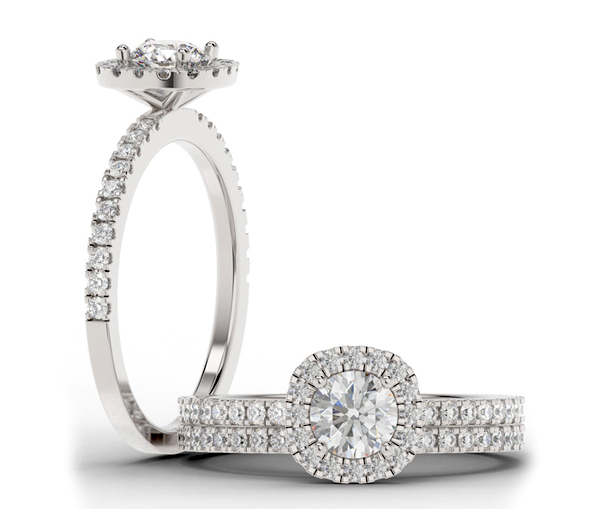 ÉTINCELANTE BAGUE EN OR 14K BLANC SERTIE D'UN DIAMANT DE LABORATOIRE ET DE DIAMANTS - ML FDC481W100 - MALO 