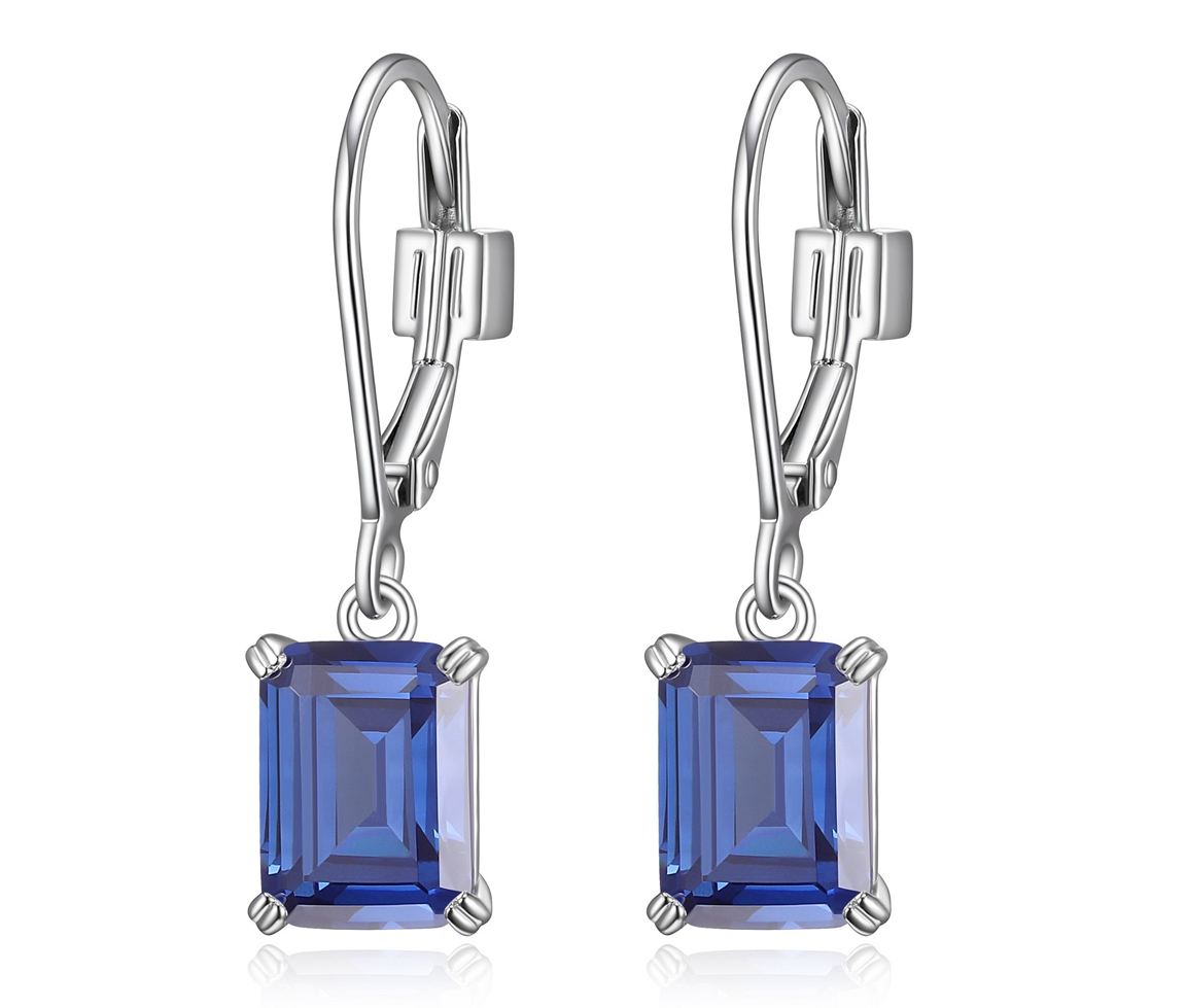 BOUCLE ELLE EN ARGENT RHODIÉ SERTIES DE CUBIQUES ZIRCONIAS COULEUR TANZANITE - PJ R2LCFBCP03 - ELLE