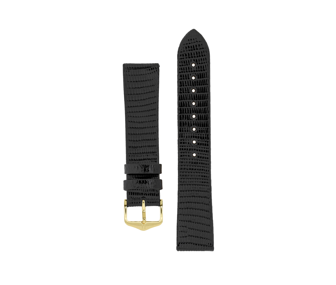 BRAC.M. HIRSCH CUIR LEZARD NOIR 14MM M