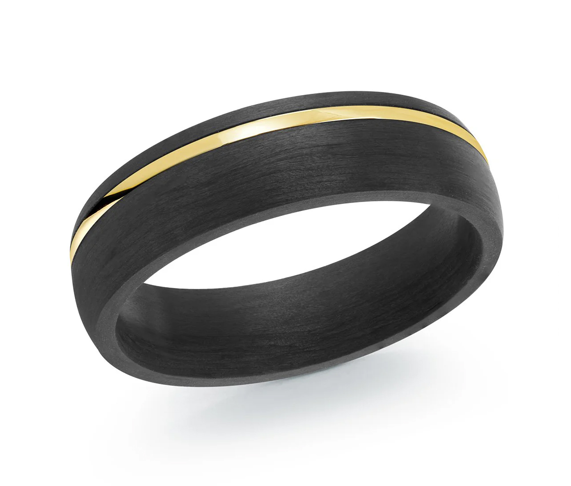 JONC EN FIBRE DE CARBONE AVEC LIGNE EN ACIER PVD OR - IG CF8/7 - ITALGEM