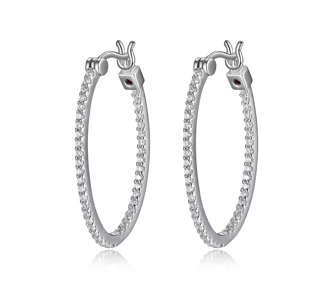 BOUCLES EN ARGENT RHODIÉ OVALES SERTIES DE CUBIQUES ZIRCONIAS - PJ R2LC9R000J - ELLE
