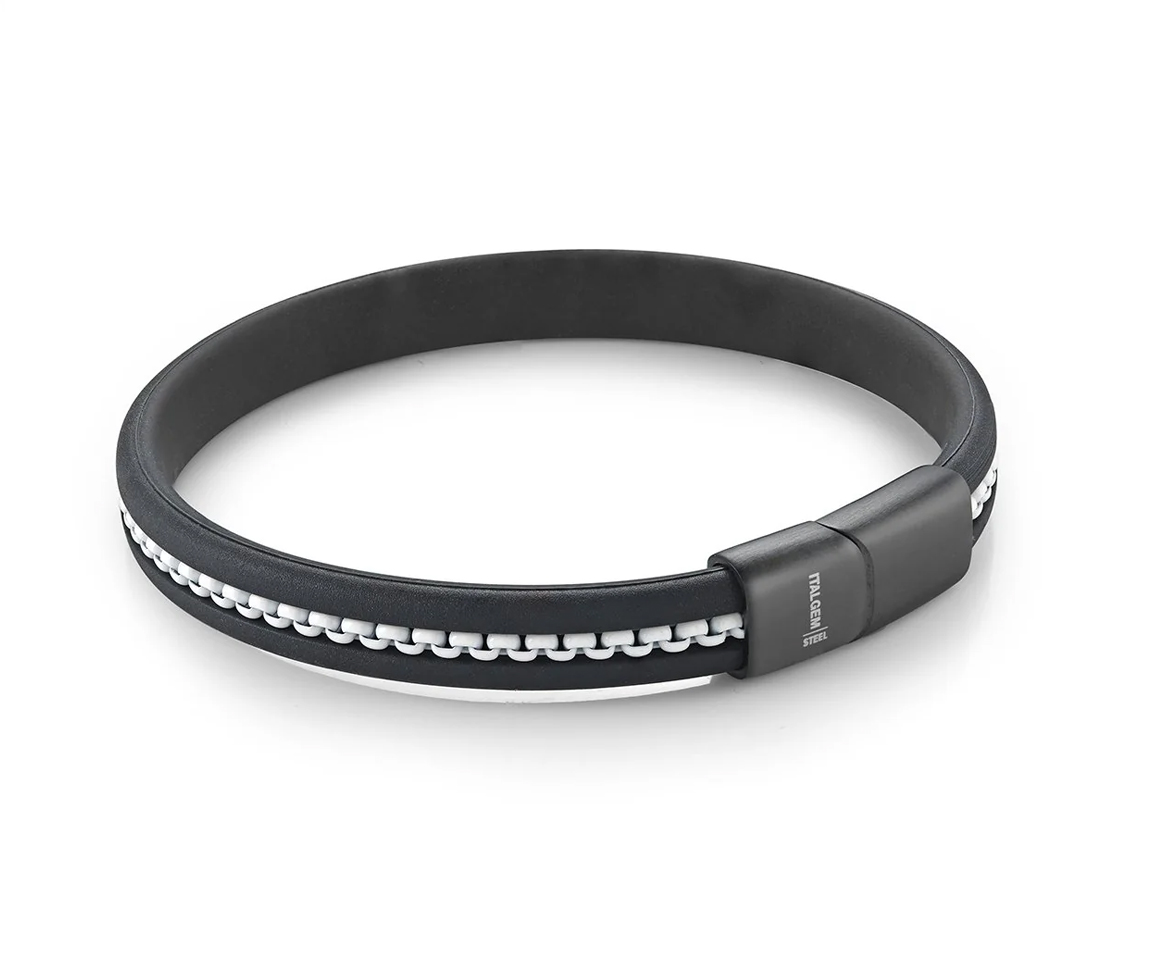 BRACELET EN SILICONE AVEC INSERTION CHAINE EN ACIER - IG SBR42/8 - ITALGEM