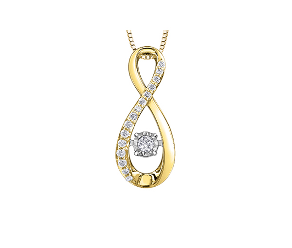 PENDENTIF INFINI EN OR SERTI D'UN DIAMANT DANSANT ET DE DIAMANTS - CR DD7830 - BIJOUX CANADIEN