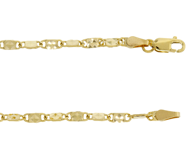 CHAINE EN OR JAUNE À MAILLE PLAQUES TAILLÉES DIAMANT - S LPXD050Y20 - BIJOUX D'IMPORTATION