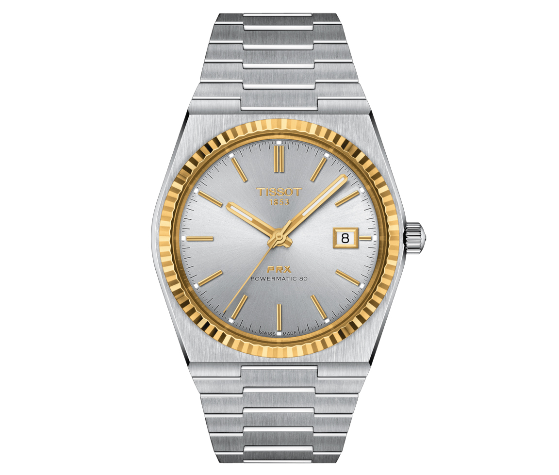 MONTRE TISSOT PRX POWERMATIC 80 EN ACIER AVEC LUNETTE EN OR 18K - T9314074103101 - TISSOT