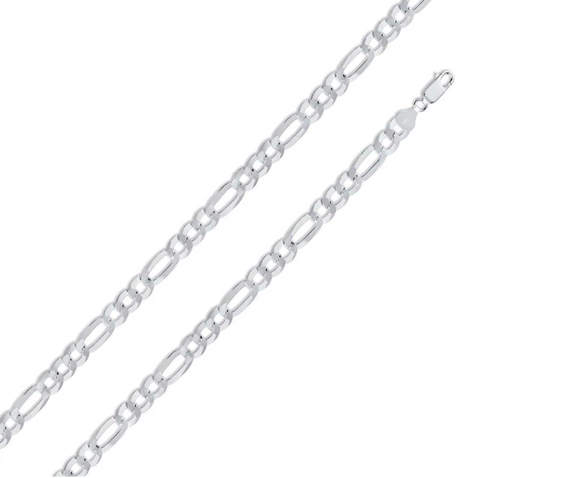 CHAINE EN ARGENT RHODIÉ À MAILLE FIGARO - SP CH607B20 - BIJOUX D'IMPORTATION
