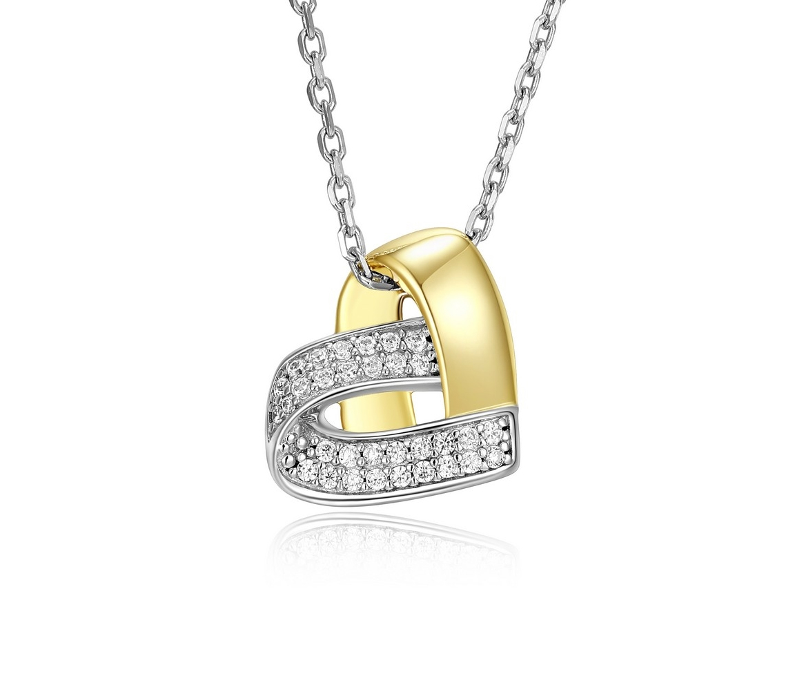 PENDENTIF COEUR EN ARGENT RHODIÉ/PVD OR 2 TONS SERTI DE CUBIQUES ZIRCONIAS - PJ R0LBW50046 - ELLE