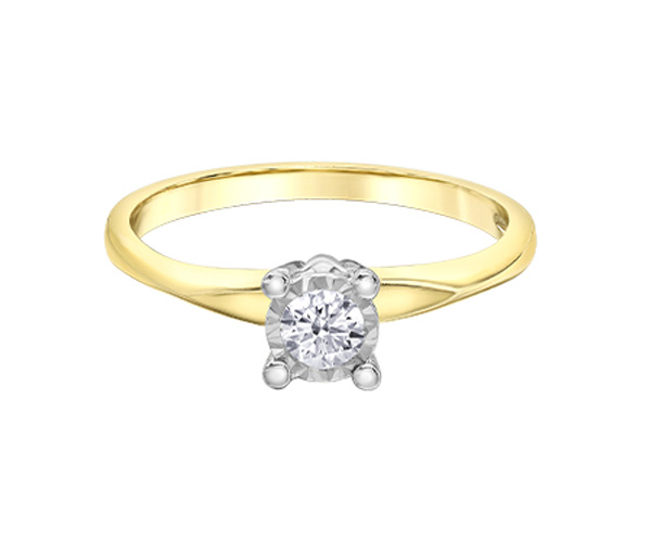 BAGUE POUR DAME EN OR 10K 2 TONS SERTIE D'UN DIAMANT - CR DX929YW18 - BIJOUX CANADIEN