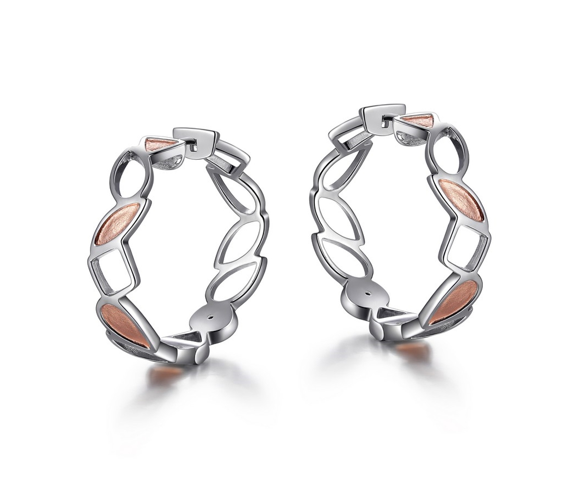 BOUCLES ANNEAUX EN ARGENT RHODIÉ/PVD OR ROSE - PJ R2LC5VA027 - ELLE