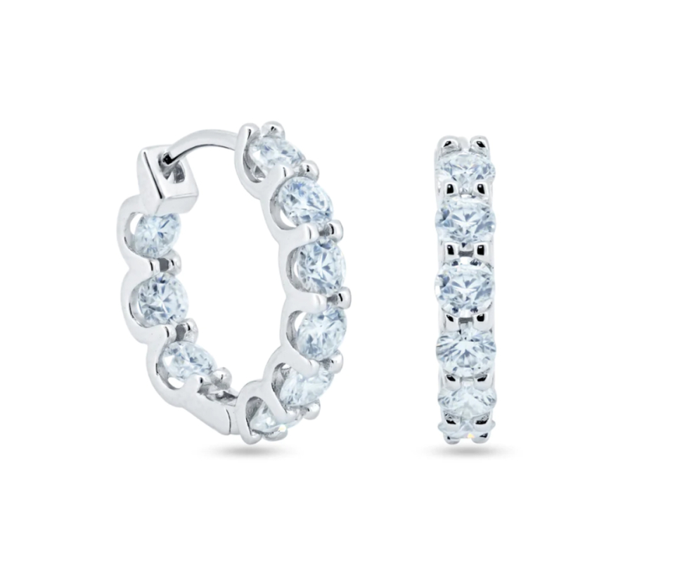 BOUCLESHUGGIES EN ARGENT RHODIÉ SERTIES DE MOISSANITES - SP MGME00007 - BIJOUX D'IMPORTATION