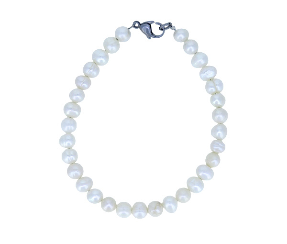 BRACELET DE PERLES D'EAU DOUCE À FERMOIR EN ACIER - SJ BRA10 - BIJOUTERIE SUISSE INC.