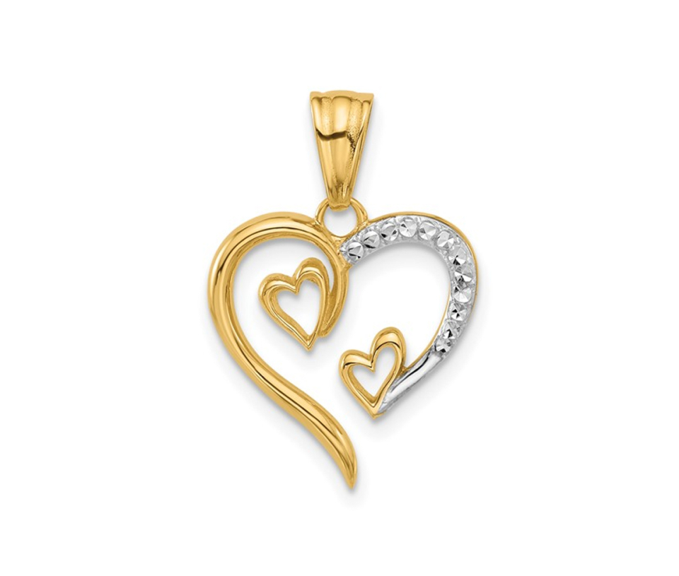 PENDENTIF COEUR AJOURÉ EN OR 2 TONS - QG C4849 - IMPORTATION